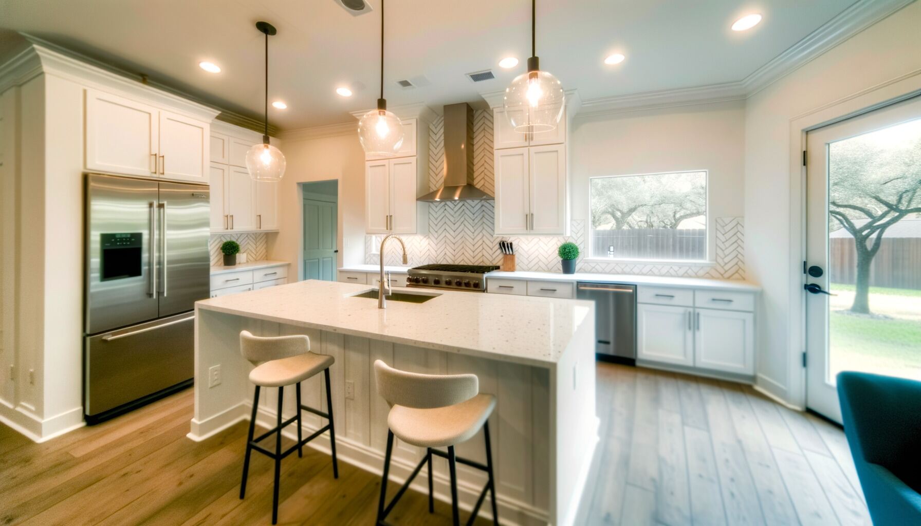 Modern White Kitchen - Houston Heights, TX
