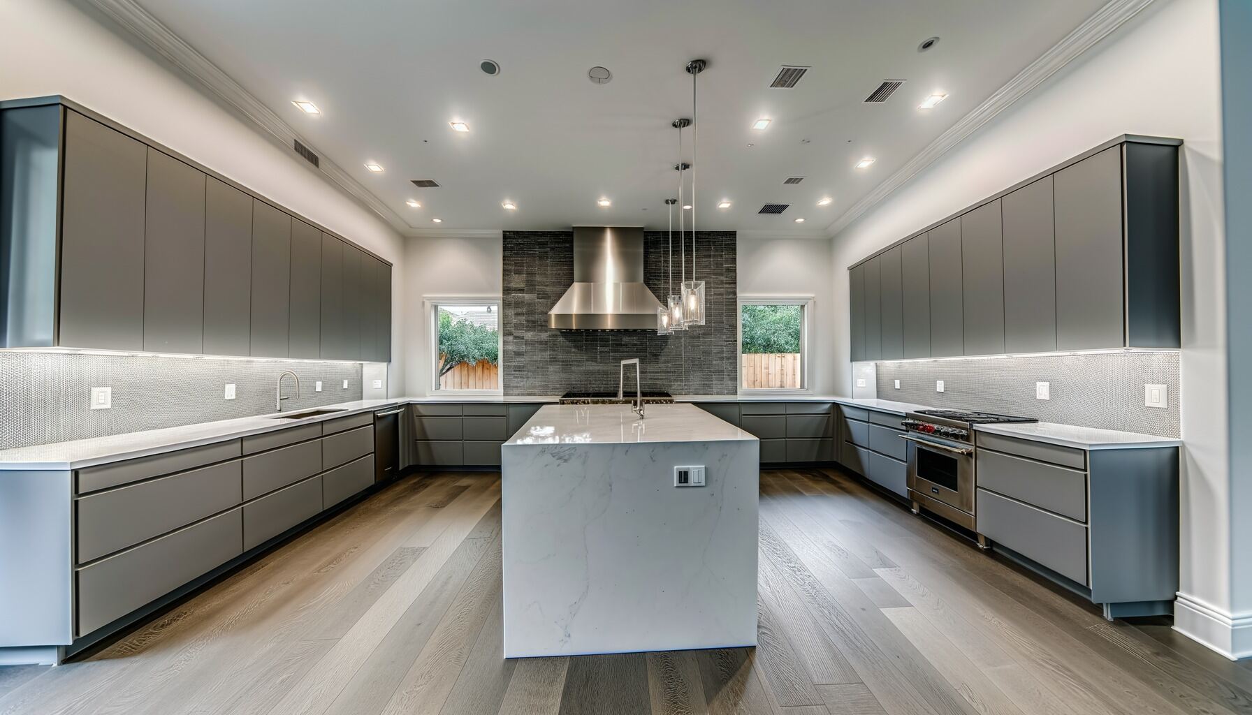 Grey Contemporary Kitchen - The Woodlands, TX